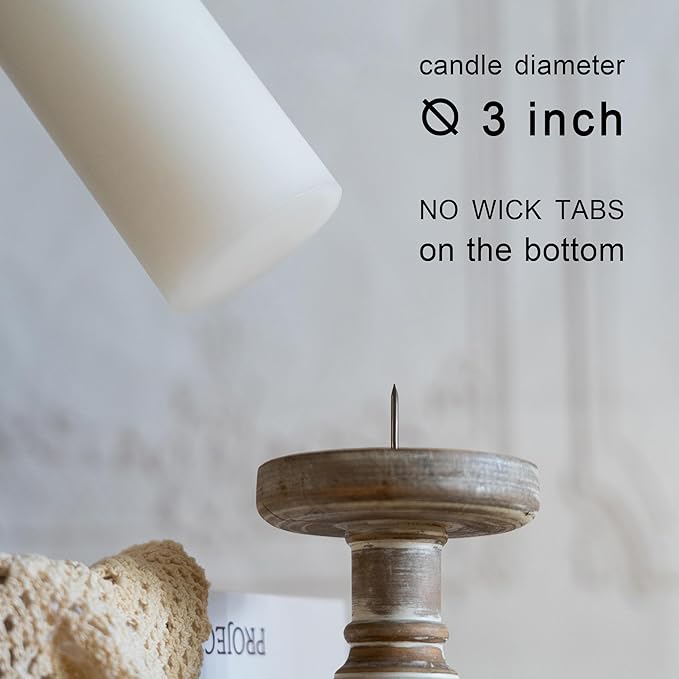 MOZEAL 3" x 8" Hand-Poured Unscented Large Candle,Smokeless Rustic Pillar Candle Set of 2,Slow Burn,No Drip,Approx 150 Hours Burning,Wedding,Dinner,Christmas and Home Decorative,Tall Green Candle