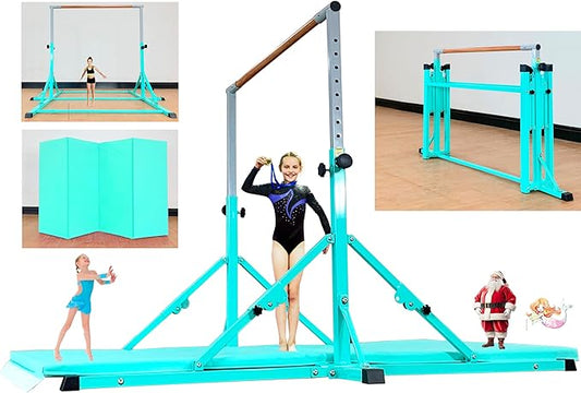Gymnastic Bar for Kid and Teenage Ages 3-25, 5 FT / 6 FT Base Length, 5 FT / 6 FT Height, Gymnastic Kip Bar Horizontal Bar for Gymnast, Gymnastic Training Equipment for Home and Club Use
