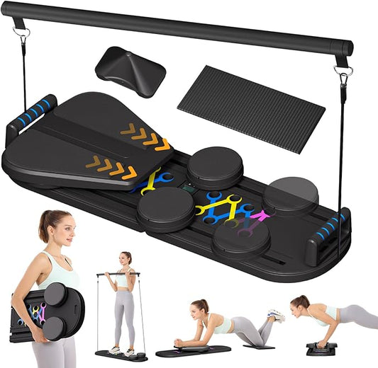 Pilates Reformer Set - Foldable Sliding Reformer, Pilates Board for Home Workout, Portable Abdominal Core Trainer Pilates Reformer Board - Full Body Workout Equipment for Home