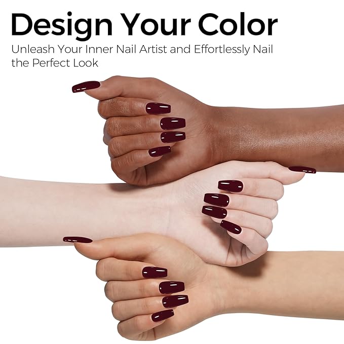 TOMICCA Cherry Red Gel Nail Polish, 15ml Dark Red Gel Polish Soak Off UV LED Cure Needed Color Long Lasting High Saturation and Glossy Nail Art Manicure Salon DIY Design