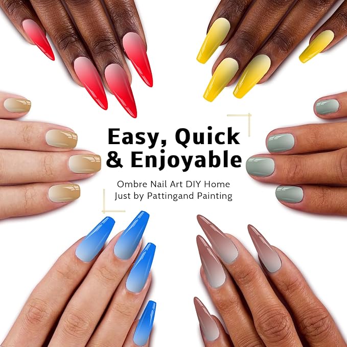 Sponge Pat Paint Nail Gel, Ombre Nails Gradient Gel Nail Blush Blooming Aura Nails Drawing Stripper Floral Painting DIY Nail Art, No Wipe, UV/LED Curing (16 Colors C)