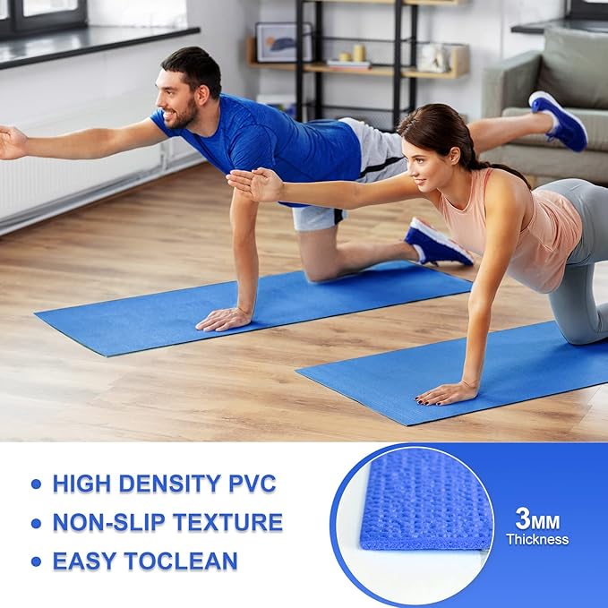 Funtery 16 Pack 3 mm Thick Yoga Mat Exercise Workout Mat Non Slip Fitness Pad for Women Gym Home Yoga Pilates