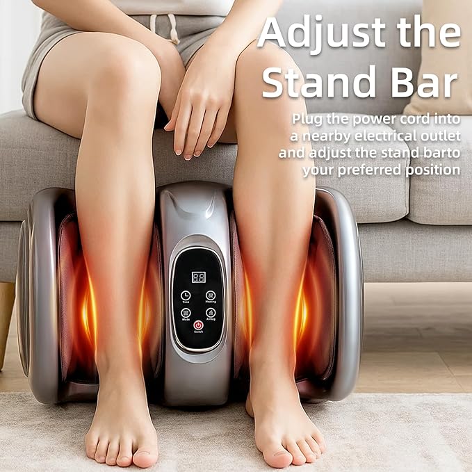 Shiatsu Foot Massager with Heat and Remote Control for Pain Relief, Foot and Calf Massager Improved Circulation Foot Massaging Machine for Home Office Use - Gifts for Men and Women (Grey)