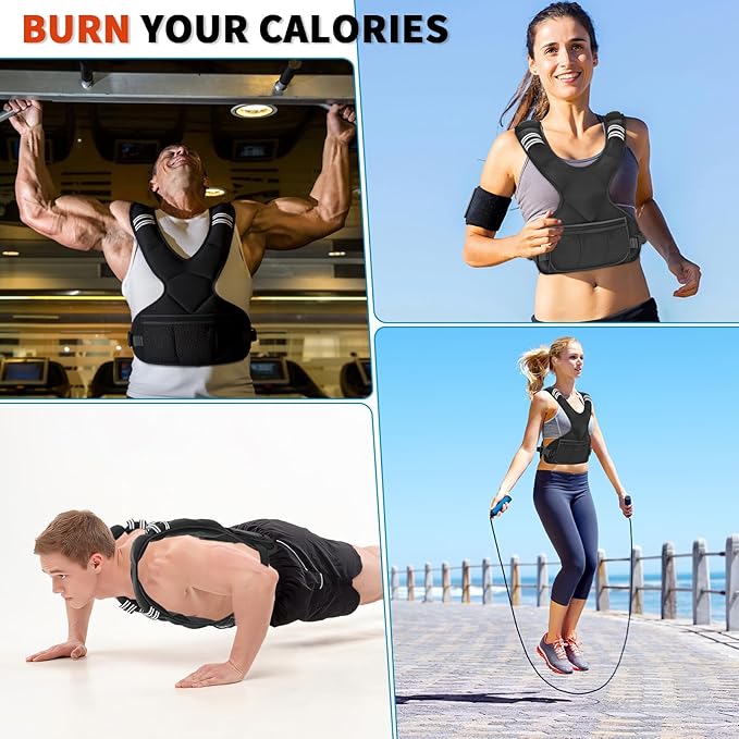 Adjustable Weighted Vest for Women Men, 4-10lb/12-18lb/ Vest with 6 Ironsand Weights, Weight Vest with Reflective Strip for Running, Walking, Exercise, Strength Training