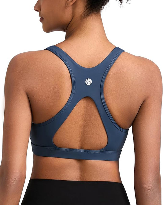 RUNNING GIRL High Impact Sports Bras for Women,Racerback Running Bra Workout Crop Tank Tops Longline Sports Bra Push up