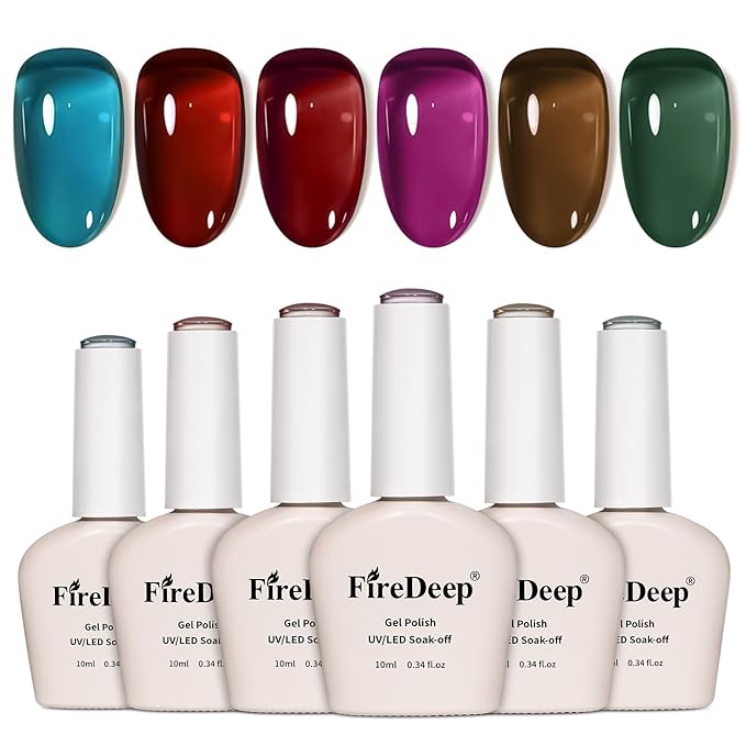 10ml Hema Free Gel Nail Polish Set, 6 Colors Transparent Jelly Gel Polish Kit Sheer Jelly Dark Red Deep Green Brown Blue Purple Color Manicure Gift for Art DIY and Salon