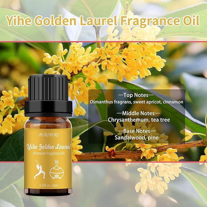 BURIBURI Hotel Scent Essential Oil, Lifestyle Hotel Collection Fragrance Aromatherapy Oil Blends, Air Freshener Hotel Collection Diffuser Oil - Yihe Golden Laurel