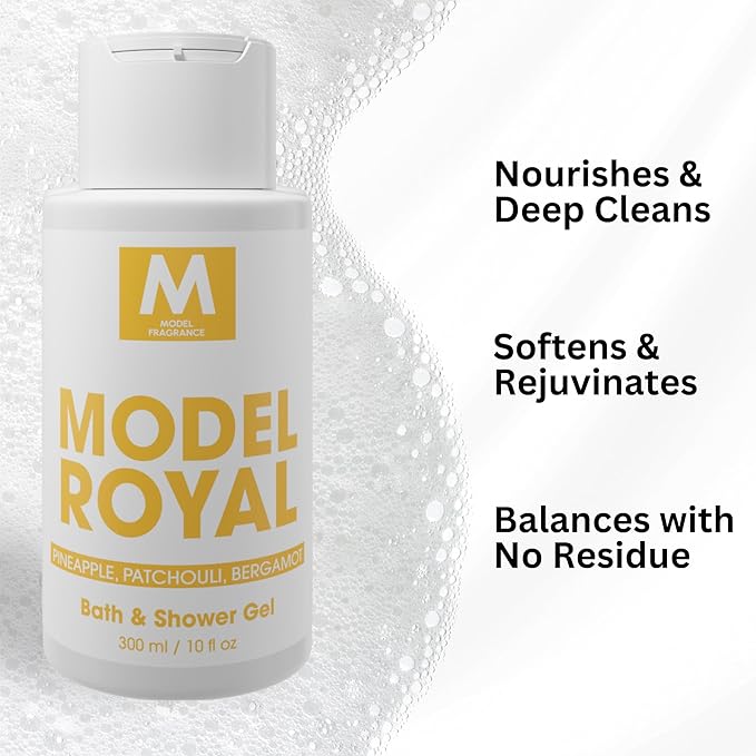 Model Royal Gourmand Body Gel | Pineapple, Patchouli, and Bergamot a Scented | Hydrating, Nourishing, and Refreshing Shower Gel | Scented Spa Products | Premium Body Cream for Clean, Soft Skin