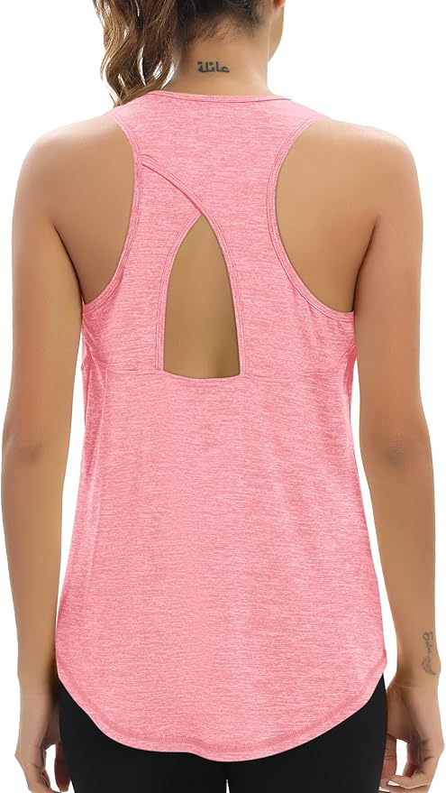 Aeuui Womens Workout Tops Open Back Racerback Tank Tops Sleeveless Yoga Athletic Running Shirts Gym Clothes for Women