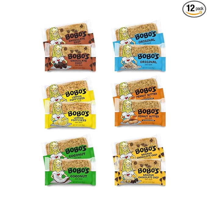 Bobo's Oat Bar Sampler Pack - Vegan - Non GMO - Plant Based - 6 flavors (12 count) Convenient On-The-Go Breakfast or Snack