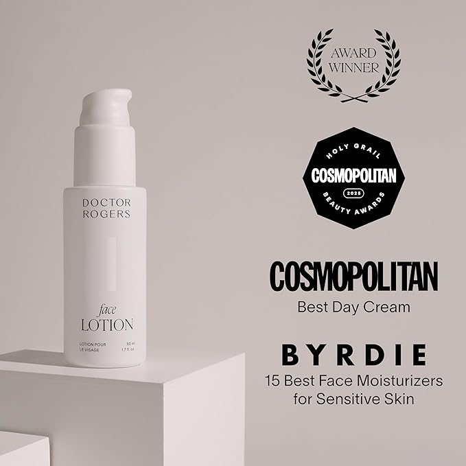 Doctor Rogers Face Lotion. Unscented Moisturizing Lotion for Sensitive Skin. Lightweight Hydration. Moisturize & Strengthen Skin, Fragrance & Paraben Free 1.7 Ounce (50ml)