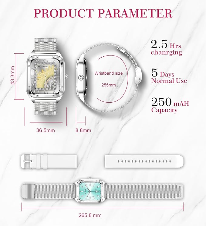 Smart Watch for Women(Call Answer/Dial), 1.6'' Touch Screen Smartwatch for Android iPhone Compatible, Waterproof Fitness Tracker with Heart Rate Sleep Monitor 100+ Sports Modes AI Voice, Silver