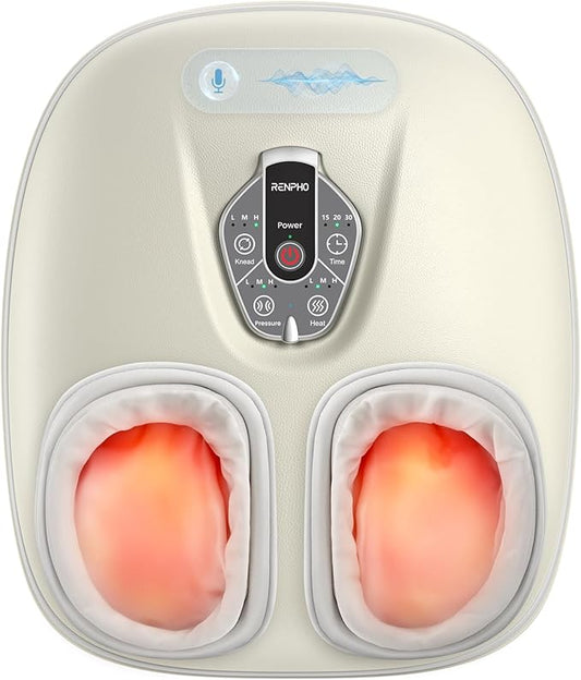 RENPHO Foot Massager Machine with Heat [2025 Upgraded], Shiatsu Foot Massager for Plantar Fasciitis, Birthday Gifts for Women, Wireless Control, Voice Control (New)
