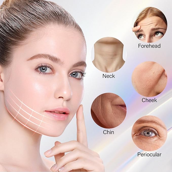 Neck&Face Massager with 7 Colors-Multi-Functional Skincare Tool,Home Beauty Device for Wrinkles&Relaxation (Purple)