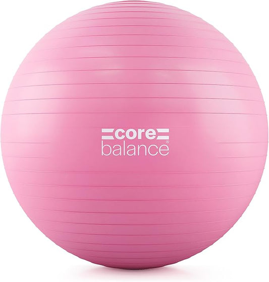 Core Balance Exercise Ball for Workouts, Anti-Burst and Slip Resistant, Swiss Yoga Ball for Pregnancy, Stability, Fitness and Physical Therapy, 4 Sizes, with Pump