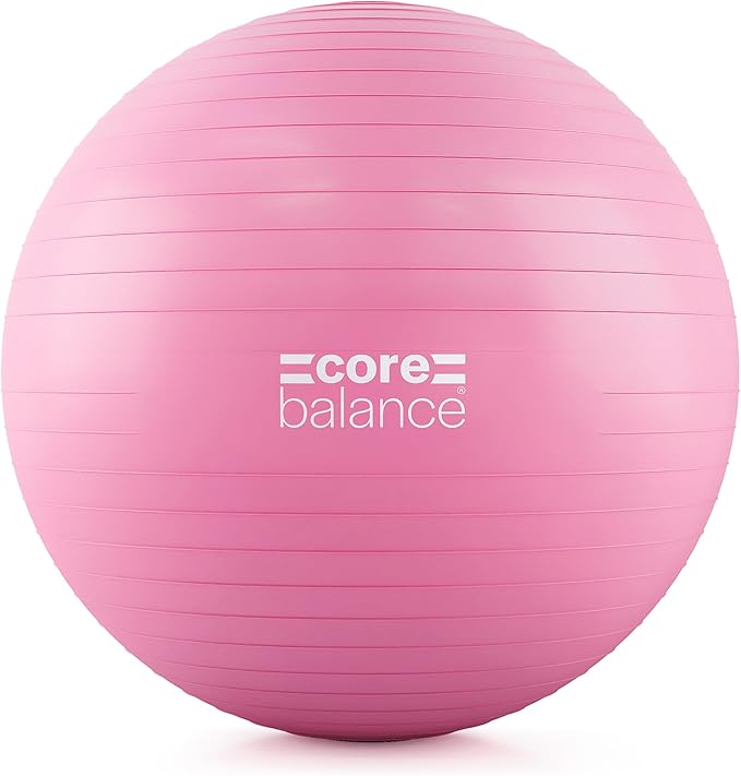 Core Balance Exercise Ball for Workouts, Anti-Burst and Slip Resistant, Swiss Yoga Ball for Pregnancy, Stability, Fitness and Physical Therapy, 4 Sizes, with Pump