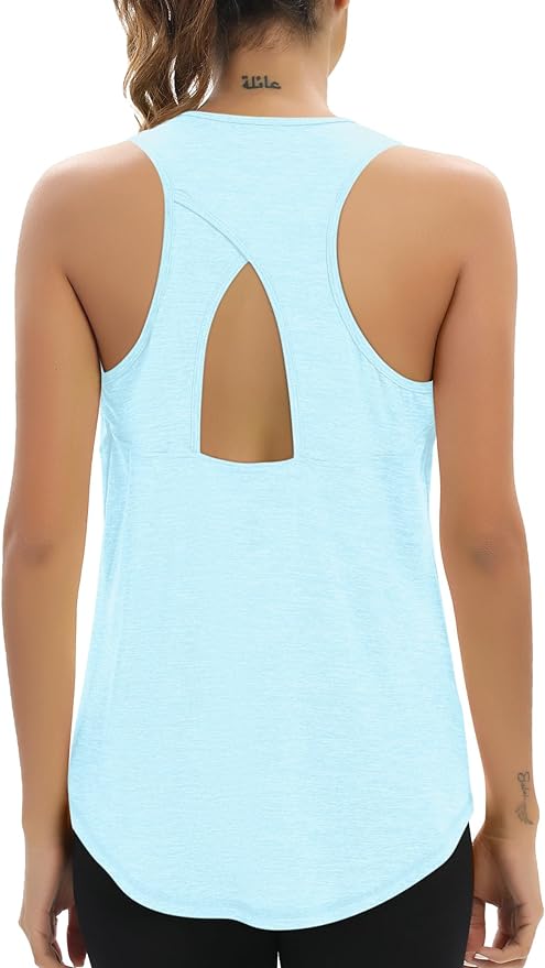 Aeuui Womens Workout Tops Open Back Racerback Tank Tops Sleeveless Yoga Athletic Running Shirts Gym Clothes for Women