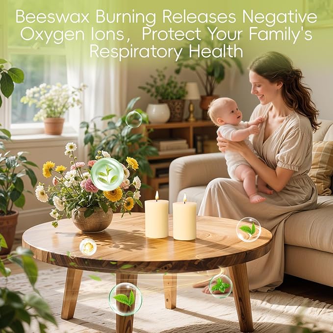 3 Pack Beeswax Pillar Candles,Ivory White Beeswax Candles-105 Hours Long Burning,Unscented Bees Wax Candles for Home,Prayer,Emergency,Dripless Smokeless Organic Pillar Candles 2x3in