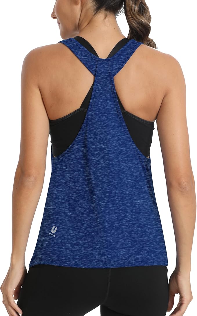 ICTIVE Workout Tops for Women Sleeveless Open Back Muscle Racerback Exercise Tank Shirts