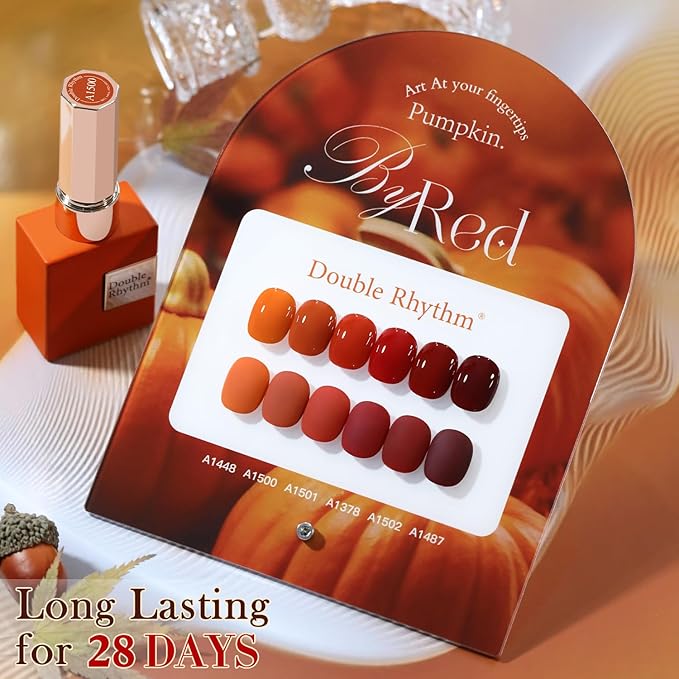 Double Rhythm 6 Pcs 15 ML Gel Polish Set Same Color Same Bottle Soak Off Gel Polish Kit Nail Art Manicure Salon DIY at Home for Women (Dark Light Brown Orange Maroon-T6-6)