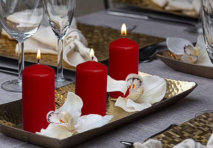 BOLSIUS 2x4 Inch Dark Red Pillar Candles - 4 Pack Candle Set - 20 Hours Burn Time - Premium European Quality - Dripless And Smokeless Candle - Perfect for Wedding Candles, Party, and Special Occasions