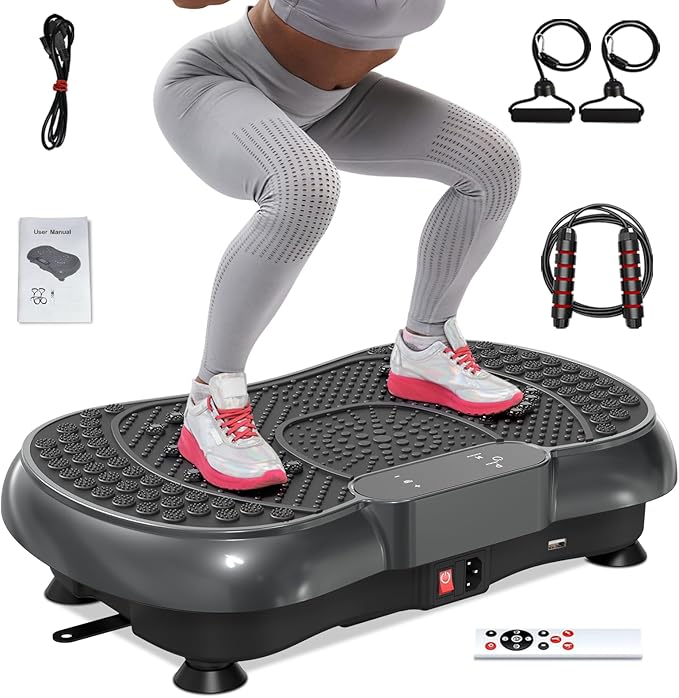 Vibration Plate Exercise Machine for Weight Loss – 100-Speed Platform with Bluetooth Speaker, Remote & Bands, 450 lbs Capacity – Quiet Full Body Workout for Lymphatic Drainage at Home