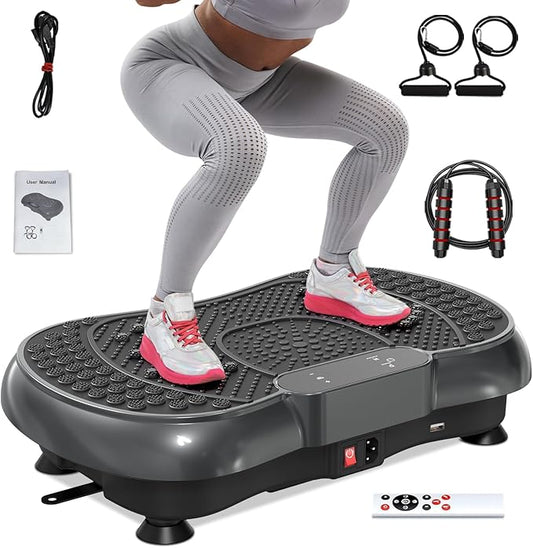Vibration Plate Exercise Machine for Weight Loss – 100-Speed Platform with Bluetooth Speaker, Remote & Bands, 450 lbs Capacity – Quiet Full Body Workout for Lymphatic Drainage at Home