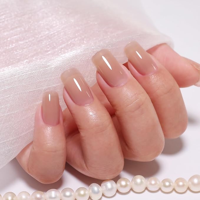 10ml Hema-Free Jelly Nude Gel Nail Polish Set -6 Colors Soak Off UV Long Lasting Sheer Manicure DIY and Salon Art Gift for Women Girls