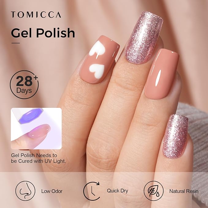 TOMICCA Gel Nail Polish, 15ML Nude Brown Gel Polish, Soak Off UV Cure Light Brown Gel Polish for Manicure Salon DIY Nail Art Design Decoration at Home Gift for Women