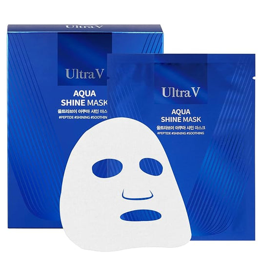 Ultra V Idebenone Anti Aging Facial Mask Sheet – Antioxidant, Deep Moisturizing – Hypoallergenic Tencel Sheet - Aqua Shine Mask 10 Sheets