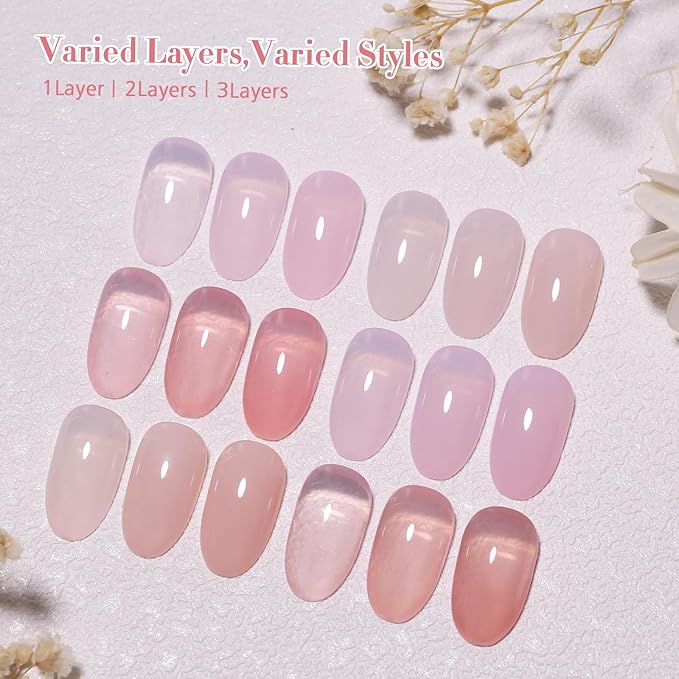 6 Colors Sheer Jelly Gel Polish Baby Blush Soft Shades Hema Free Art DIY Salon Gift