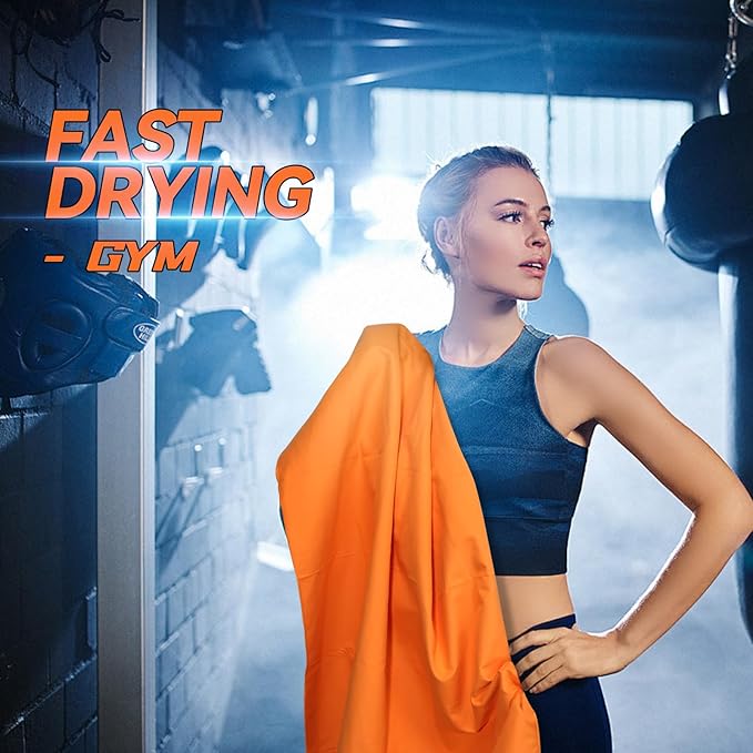 Microfiber Beach Towel-Perfect for Travel, Sports, Camping, Swimming, Yoga, Gym- Quick Dry, Sand Free, Compact, Lightweight, Absorbent (Orange,Large(160x90cm, 63x35”))
