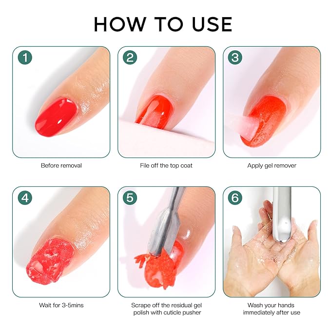 Morovan Gel Nail Polish Remover Kit: Gel Polish Remover with Liquid Latex Tape Nail Strengthener Nail Tools Quick Remove Gel Nail Polish in 3-5 Minutes No Need to Warp & Soak