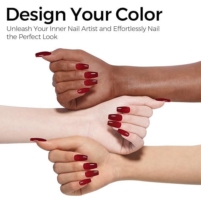 TOMICCA Sheer Gel Nail Polish, Jelly Red Nail Polish, Long Lasting Wine Red Gel Polish for Translucent Color Nail Art DIY Manicure Salon