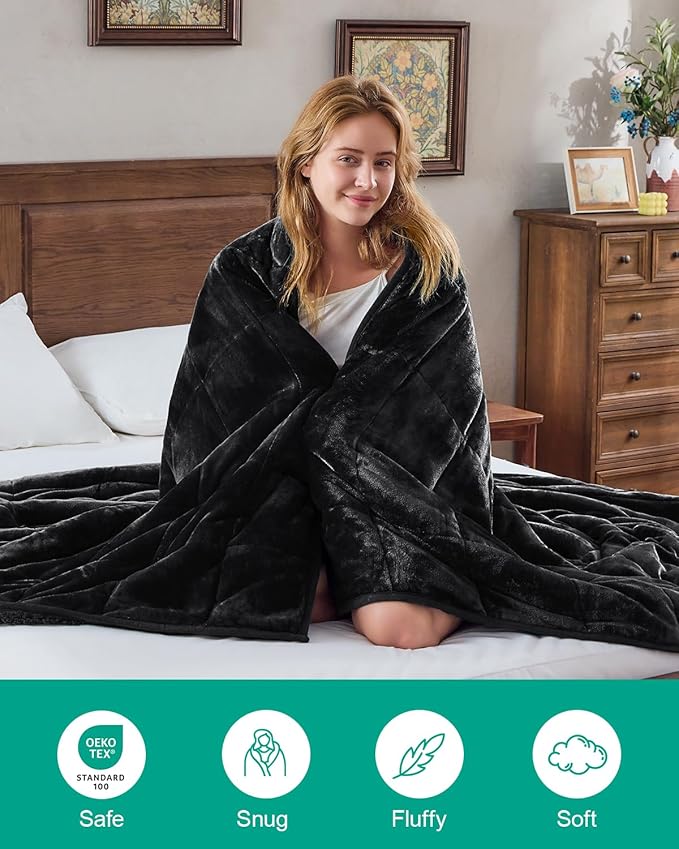 Super Fuzzy Soft Sherpa Fleece Weighted Blanket, 15 lbs Dual Sided Fluffy Heavy Weighted Blankets for Adults - No Bunching with Double Layers of Soft Inner Lining (80"x 87", 15 Pounds)