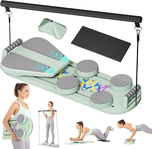 Pilates Reformer Set - Foldable Sliding Reformer, Pilates Board for Home Workout, Portable Abdominal Core Trainer Pilates Reformer Board - Full Body Workout Equipment for Home