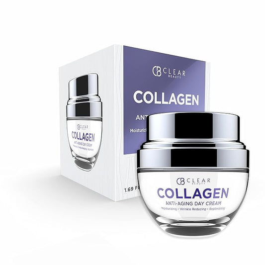Clear Beauty Collagen Daily Face Moisturizer - Dermatologist Tested, Reduces Wrinkles, Fine Lines, Hydrating, Anti-Aging, Clean Beauty, Cruelty-Free Korean Skin Care - All Skin Types - 1.69 oz