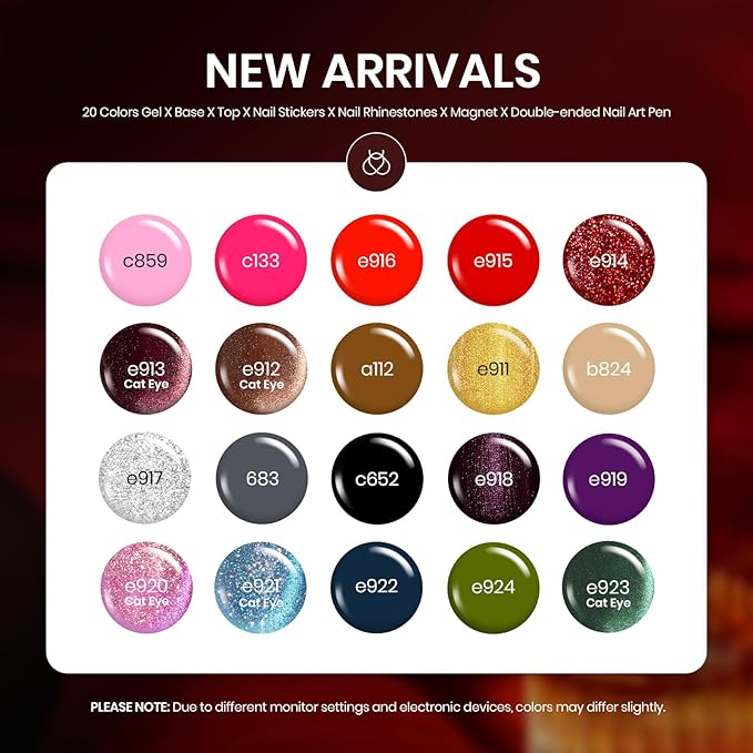 Beetles Winter Gel Polish Kit- Cat Eye Glitter 20 Colors Leopard-Print Theme Gel Polish With Sticker Rhinestone Base Coat Glossy & Matte Top Coat Mob Wife Collection Soak off Uv Gel Gifts for Women