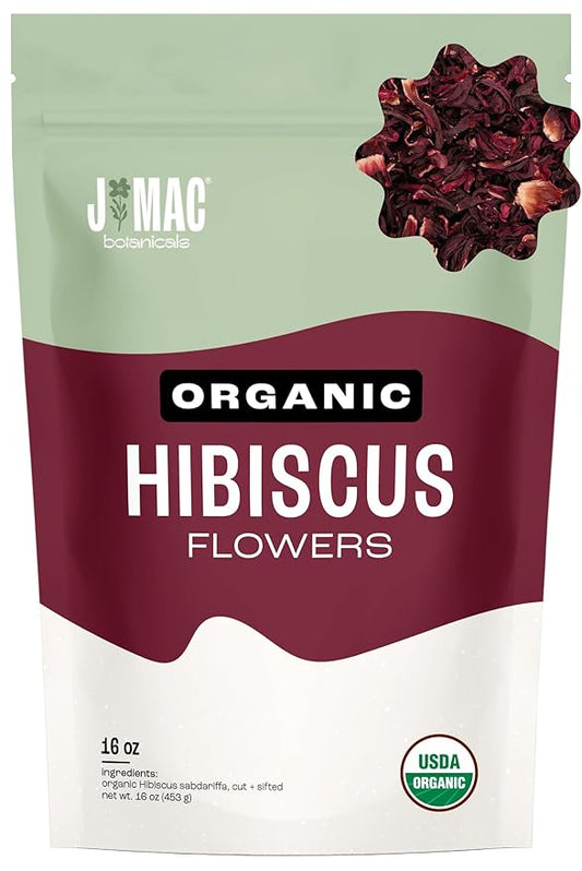 J Mac Botanicals, Certified Organic Hibiscus Flower, loose leaf tea, Flor de Jamaica
