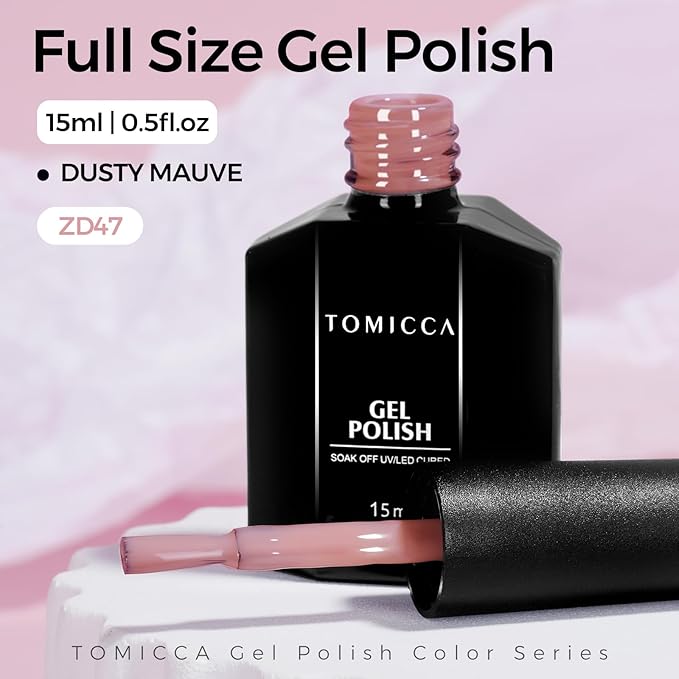 TOMICCA Pink Brown Nail Polish - Dirty Pink, Nude, Soak Off UV Gel Nail Art Manicure Salon DIY