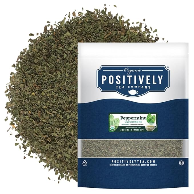 Organic Positively Tea Company, Peppermint Leaf, Herbal Tea, Loose Leaf, 16 Ounce