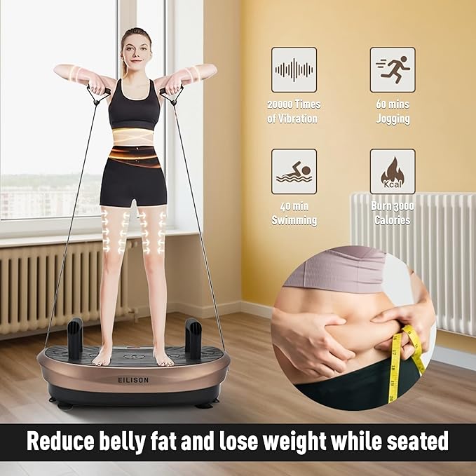 EILISON FITABS 3D Vibration Plate Exercise Machine with Seat - Ocsillation, Pulsation + Vibration Platform, Push Up | Vibration Machine for Lymphatic Drainage, Weight Loss, Recovery