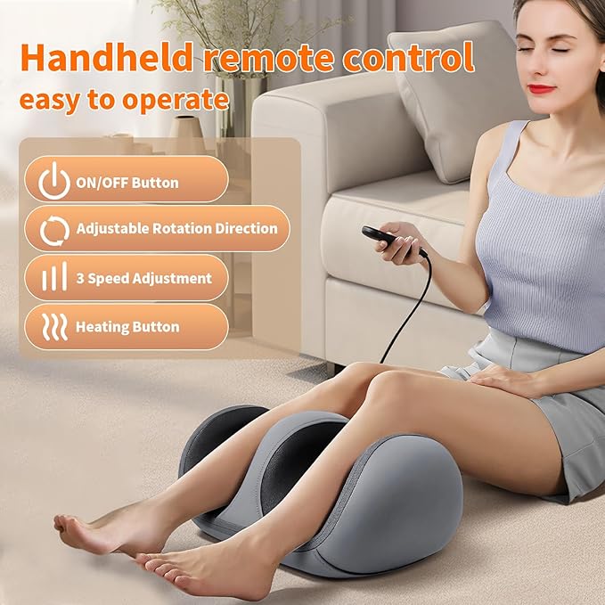 Foot and Calf Massager with Heat, Shiatsu Kneading Foot Massager for Pain Relief, Deep Tissue Massager Machine with Massage Roller, Wired Remote, Gifts for Mom Dad