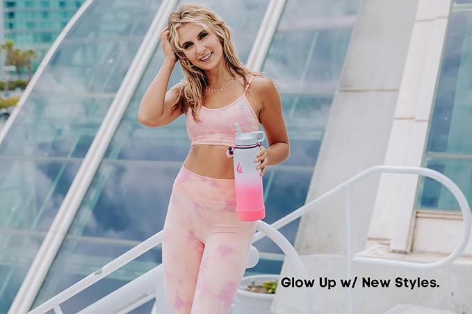 HYDRO CELL Stainless Steel Insulated Water Bottle with Straw - For Cold & Hot Drinks - Metal Vacuum Flask with Screw Cap and Modern Leakproof Sport Thermos for Adults (White/Pink 40oz)