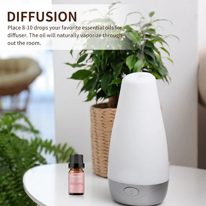 BURIBURI Strawberry Fragrance Oil, Premium Grade Strawberry Scented Oil 10ml Essential Oil for Diffusers, Candle Making