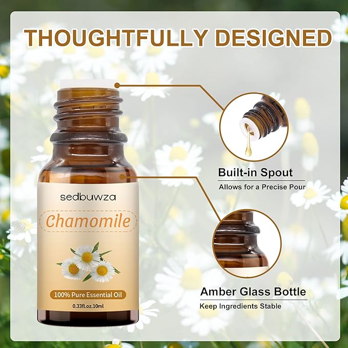 Sedbuwza Chamomile Essential Oil, Pure Organic Chamomile Fragrance Oil for Diffuser, Humidifier, Soap, Candle, Perfume