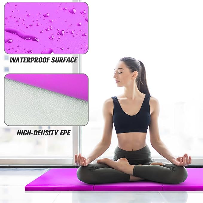 RitFit Upgraded Folding Exercise Mat, 2 Inch Thick Gymnastics Mat 3’x6’,4’x8’,4x10’,2'x8' with Carrying Handles for Yoga, MMA, Stretching, Core Workouts and Home Gym Protective Flooring