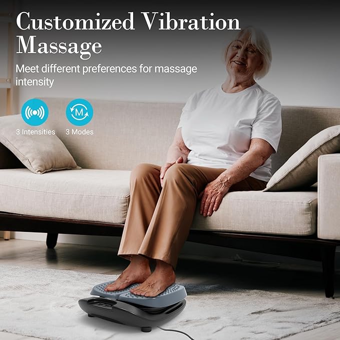Foot Massager for Neuropathy, FSA Eligible HSA Adjustable Vibration Foot Massager with Heat & Remote Control, Electric Feet Massager for Legs Circulation, Plantar Fasciitis Pain, Stress Relief