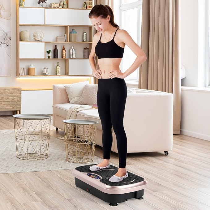 Arlopu 3D Vibration Plate Exercise Machine for Weight Loss & Lymphatic Drainage, Full Body Workout Shake Board Vibration Platform with Loop Bands & Remote, Home Gym Equipment for Toning/Recovery