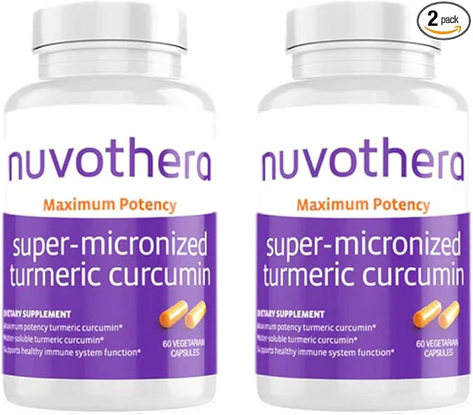 Nuvothera Super-Micronized Turmeric Curcumin Capsules 2-Month Supply Rapid Absorption, Whole Root, Non-GMO, Skin, Gut Health & Antioxidants(120 Capsules)
